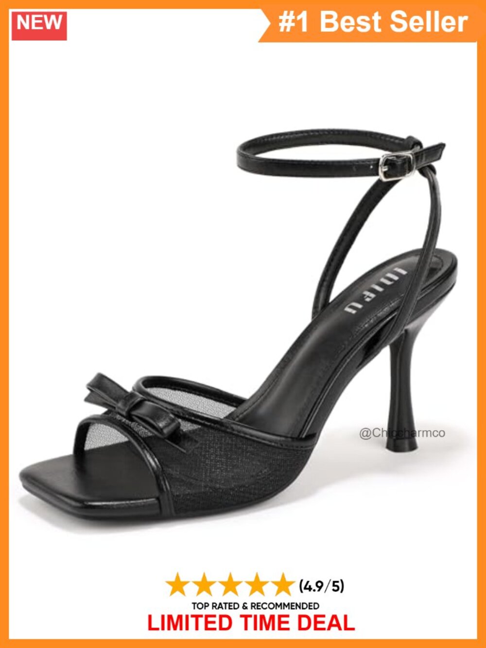 Kitten Heel Square Toe Mesh Slingback Bow Sandals Ankle Strap Heels